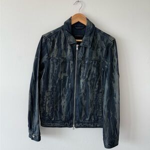 John Varvatos Blue and Grey Denim Jacket - Small